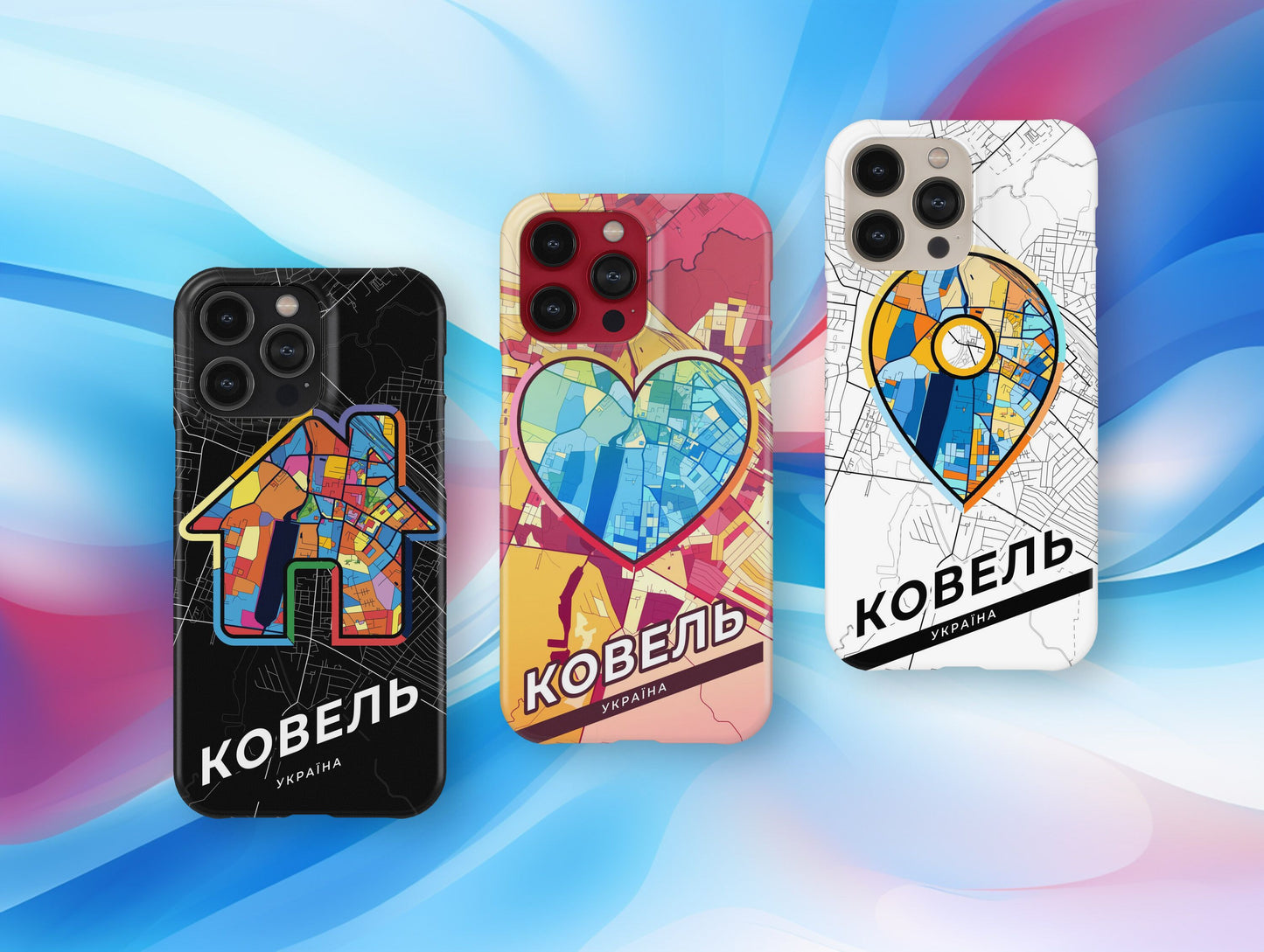 Kovel Ukraine slim phone case with colorful icon. Birthday, wedding or housewarming gift. Couple match cases.