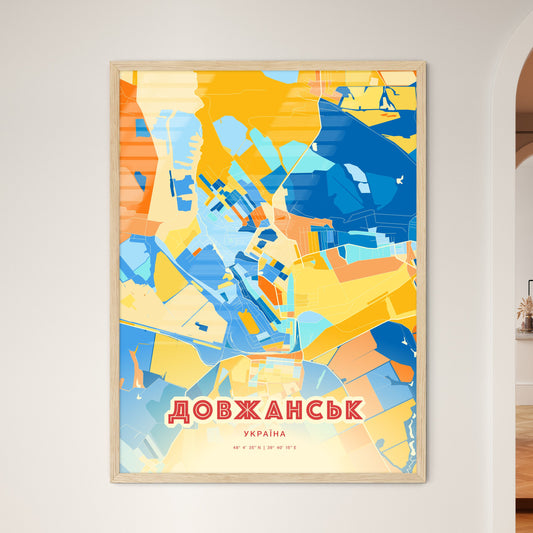 Colorful DOVZHANSK UKRAINE Fine Art Map Blue Orange