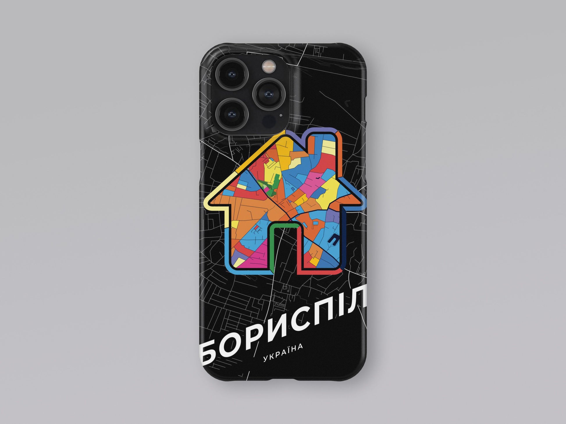 Boryspil Ukraine slim phone case with colorful icon. Birthday, wedding or housewarming gift. Couple match cases. 3