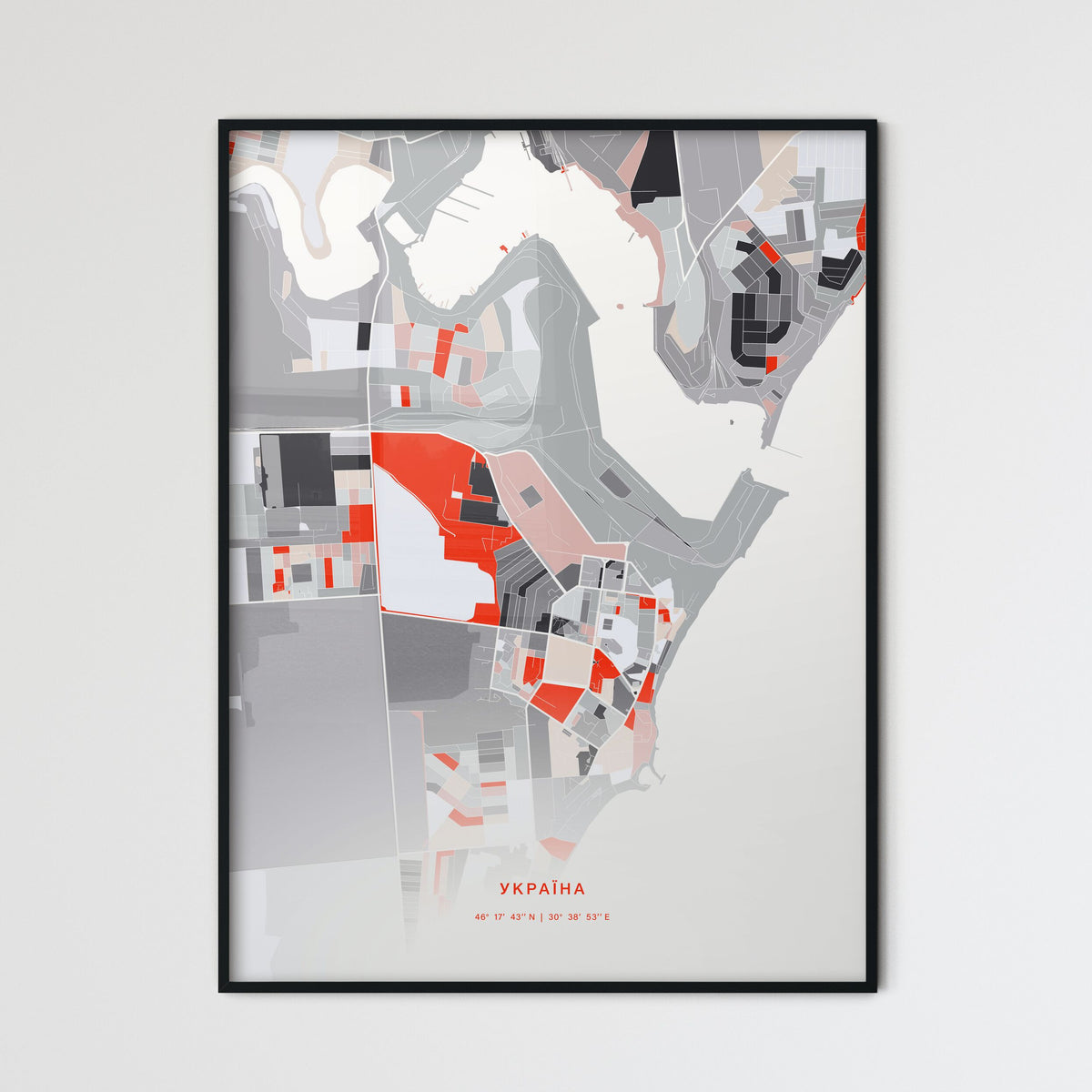 Colorful CHORNOMORSK UKRAINE Fine Art Map Modern