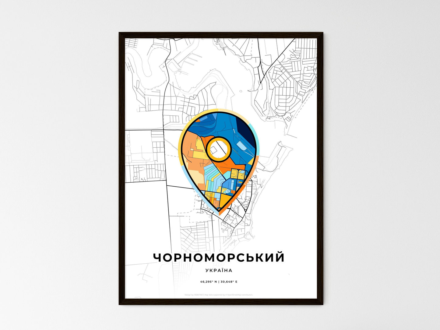 Chornomorsk Ukraine wedding art map with pointer icon