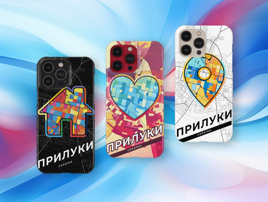 Pryluky Ukraine slim phone case with colorful icon. Birthday, wedding or housewarming gift. Couple match cases.
