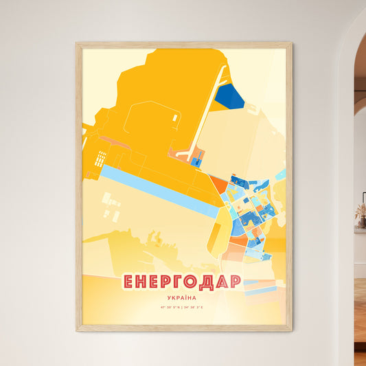 Colorful ENERHODAR UKRAINE Fine Art Map Blue Orange