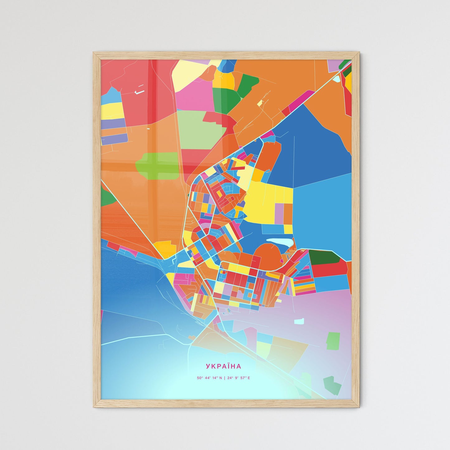 Colorful NOVOVOLYNSK UKRAINE Fine Art Map Crazy Colors