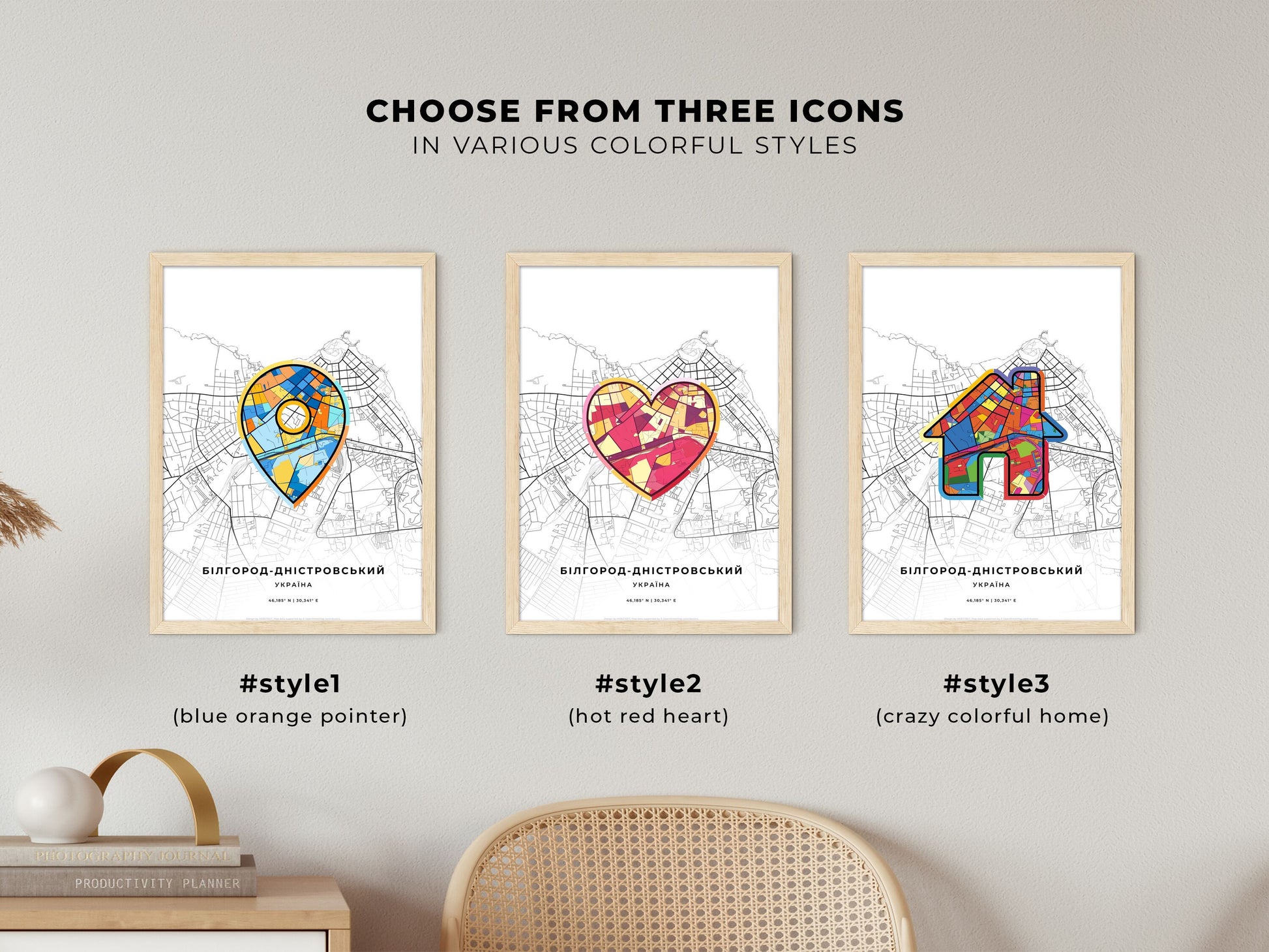 Bilhorod-Dnistrovskyi Ukraine maps with colorful icons
