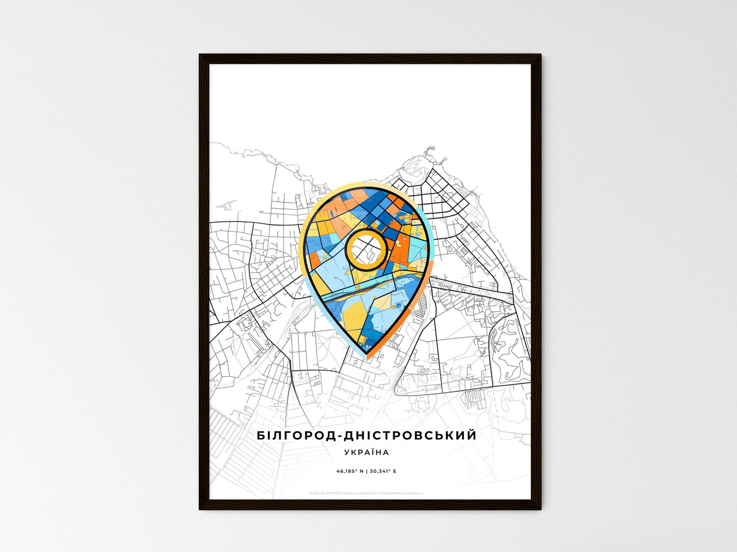Bilhorod-Dnistrovskyi Ukraine wedding art map with pointer icon