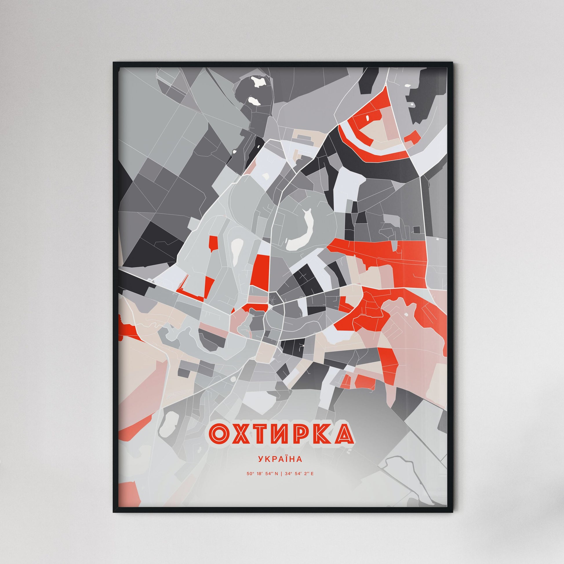 Colorful OKHTYRKA UKRAINE Fine Art Map Modern