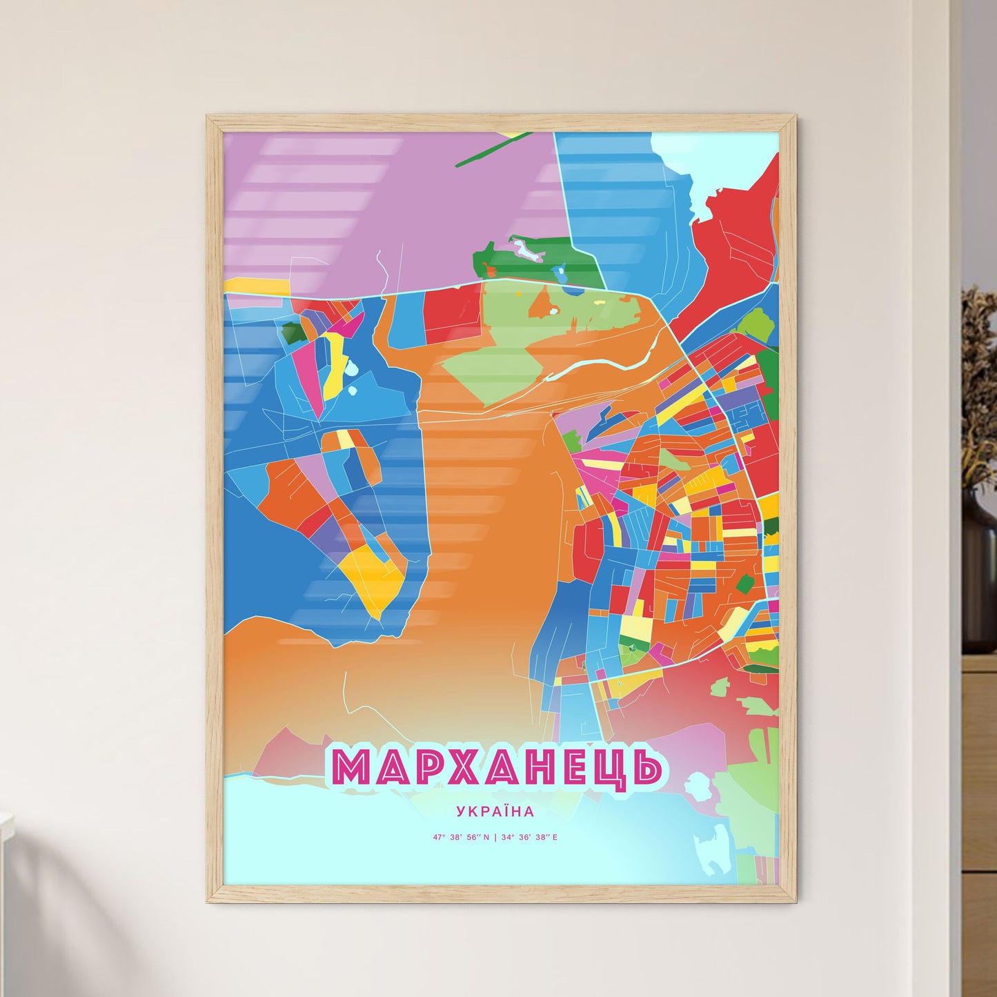 Colorful MARHANETS UKRAINE Fine Art Map Crazy Colors