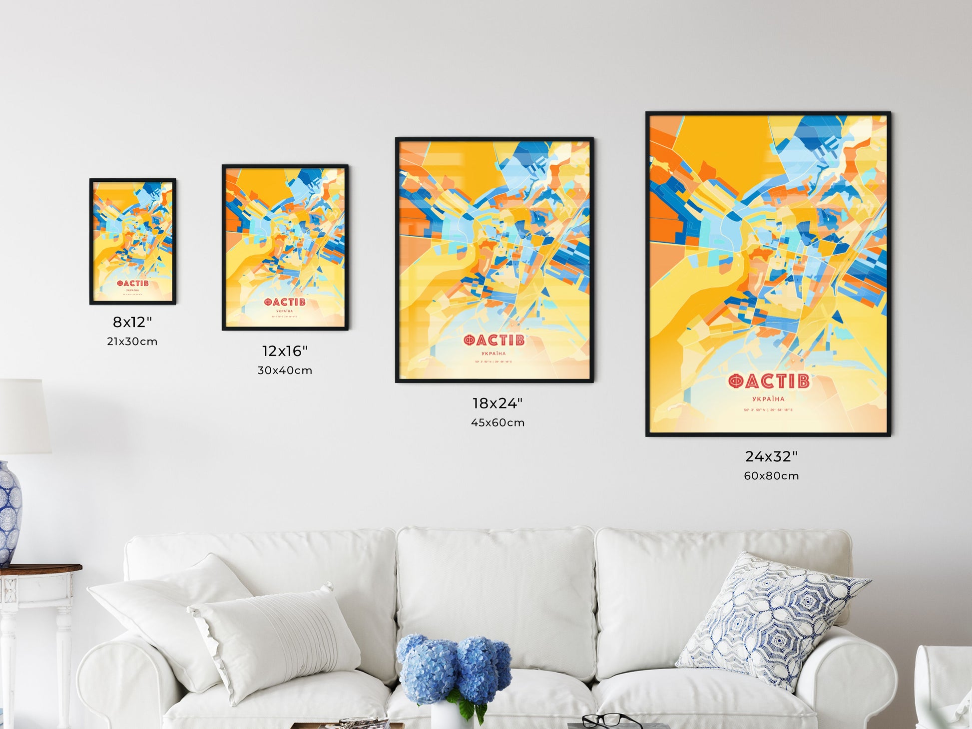 Colorful FASTIV UKRAINE Fine Art Map Blue Orange