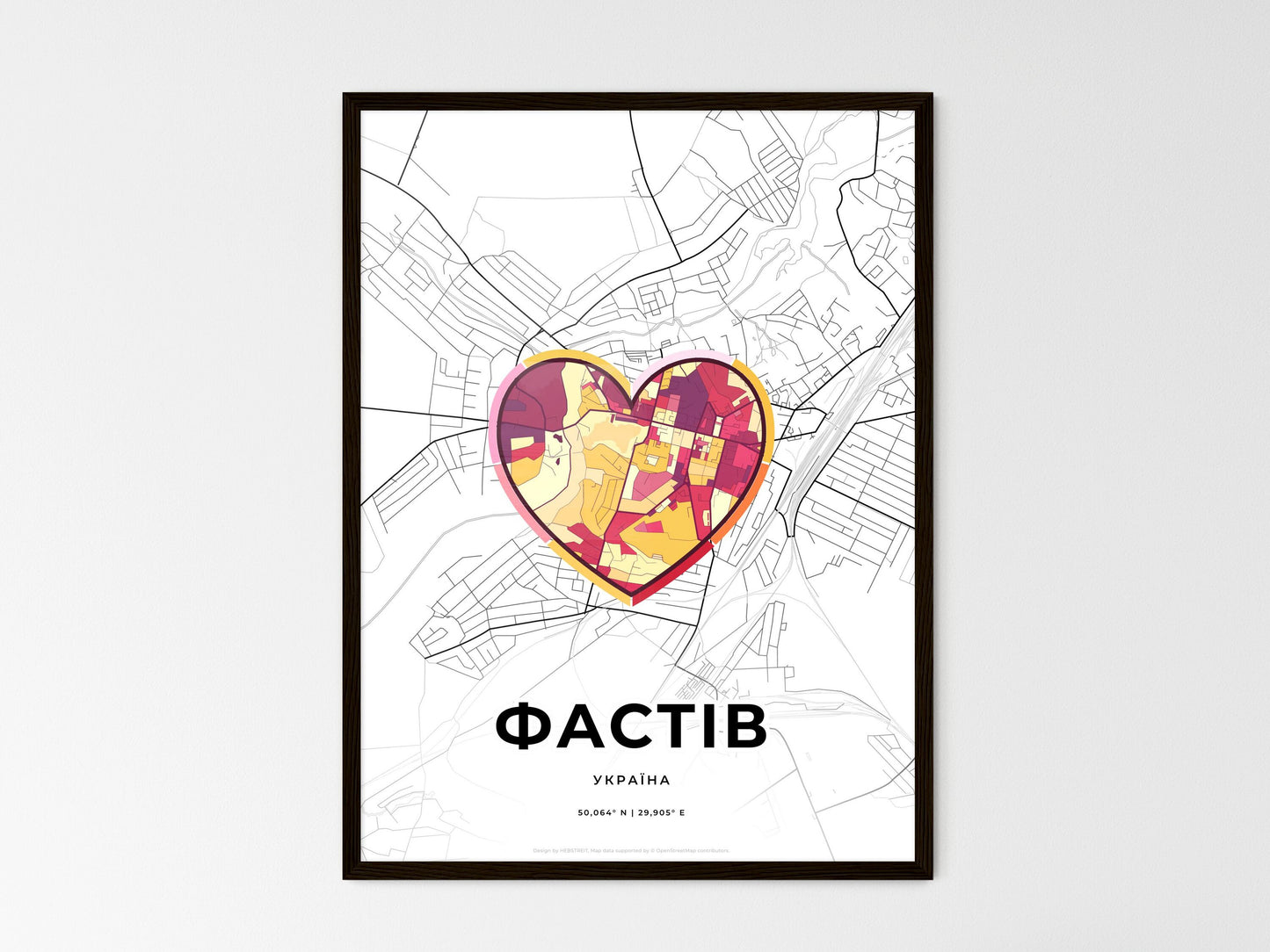 Fastiv Ukraine wedding art map with heart icon
