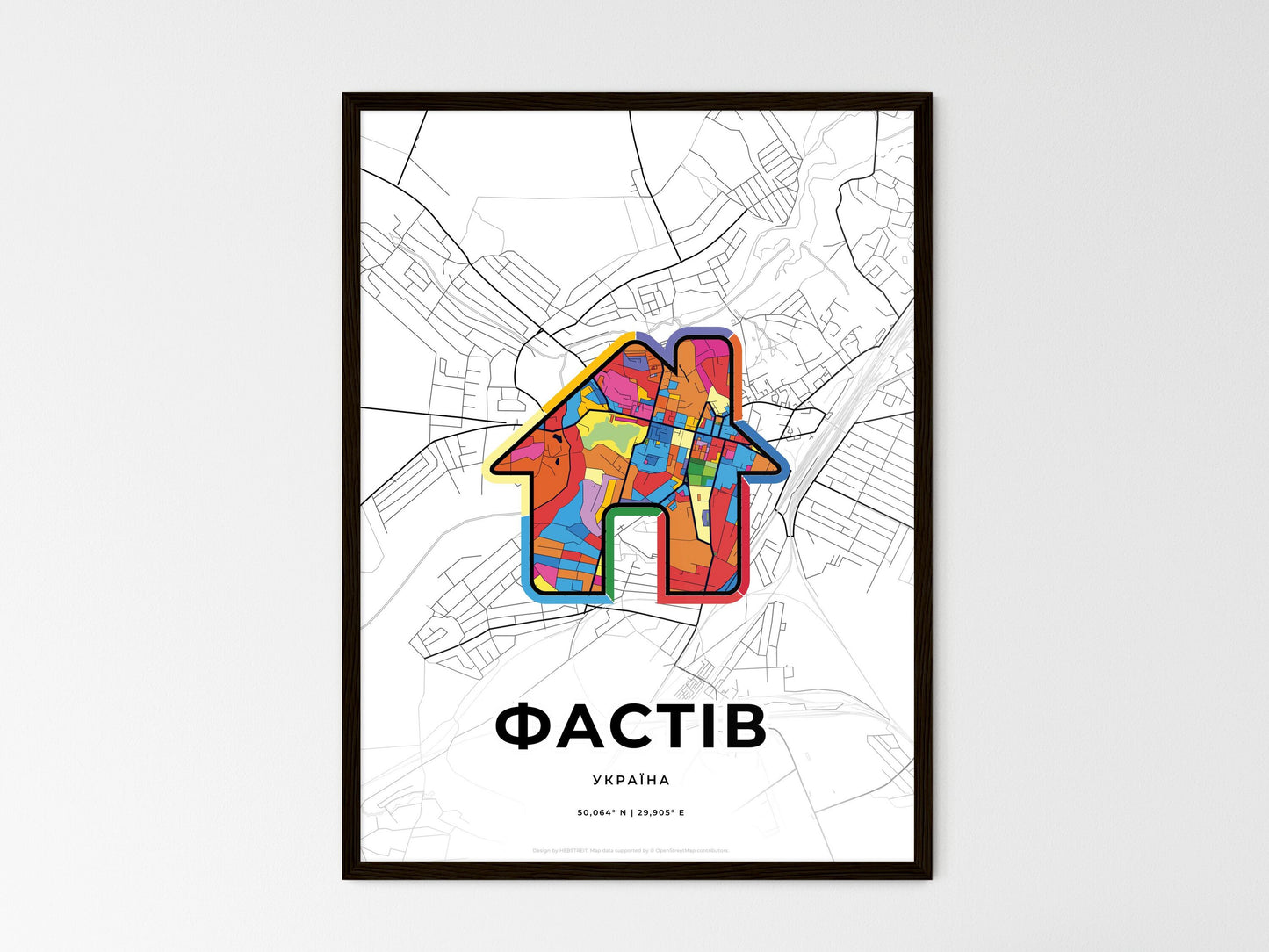 Fastiv Ukraine wedding art map with home icon