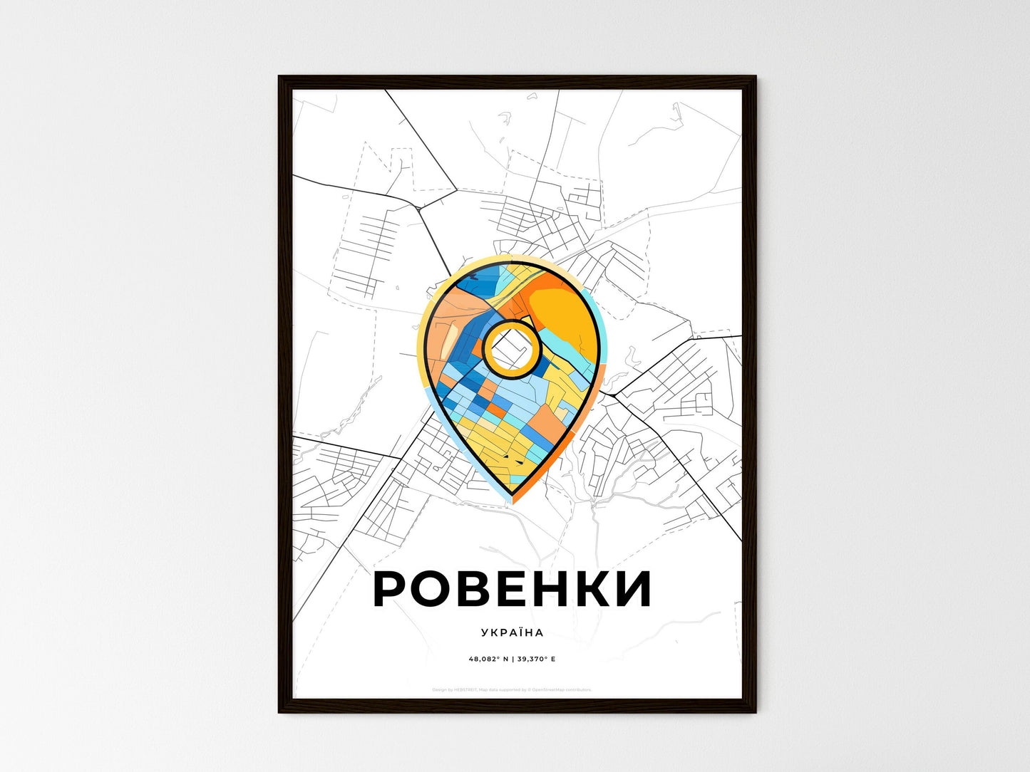 Rovenky Ukraine wedding art map with pointer icon