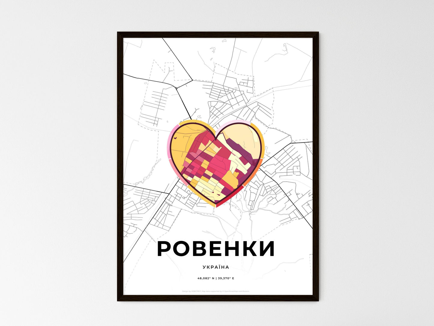 Rovenky Ukraine wedding art map with heart icon