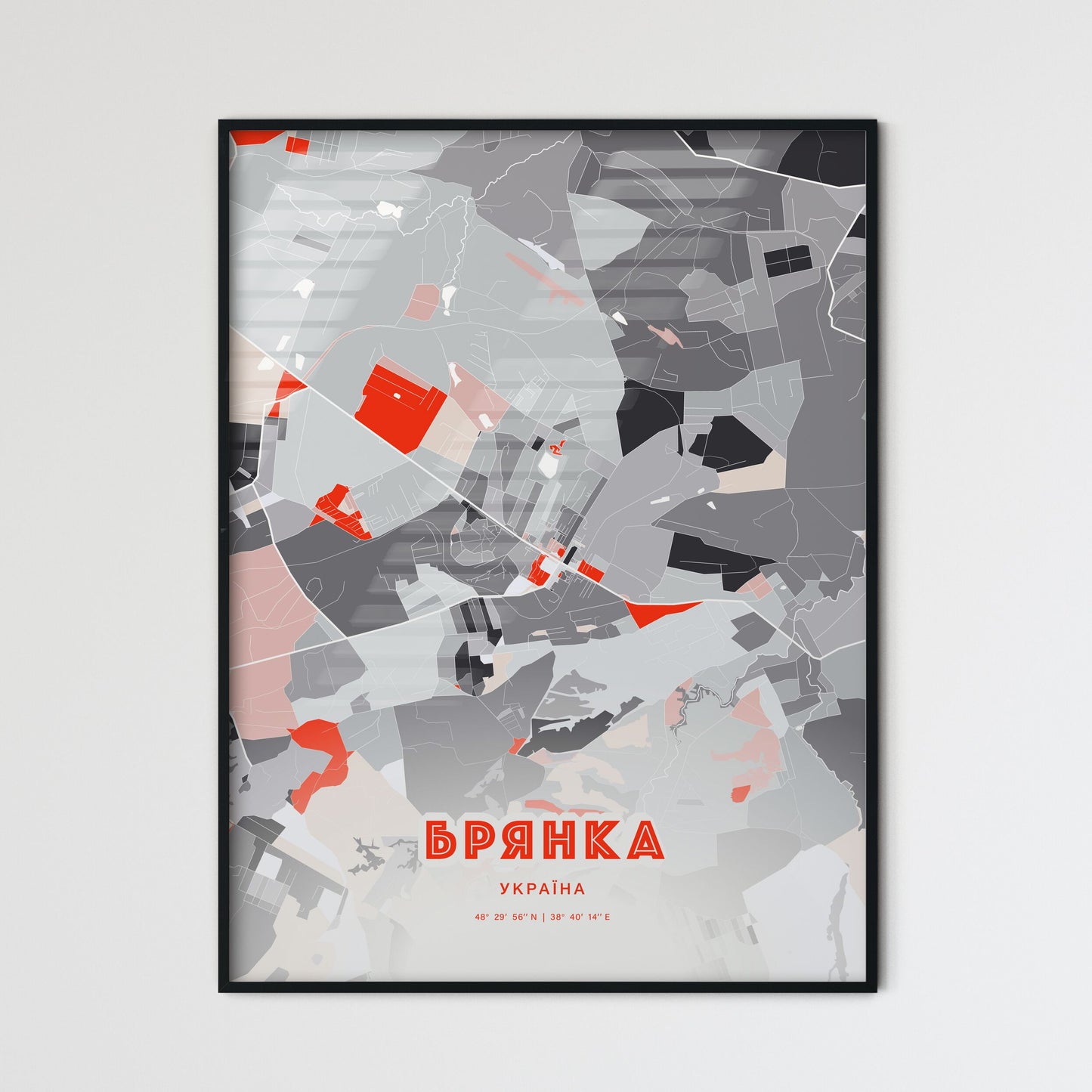 Colorful BRIANKA UKRAINE Fine Art Map Modern