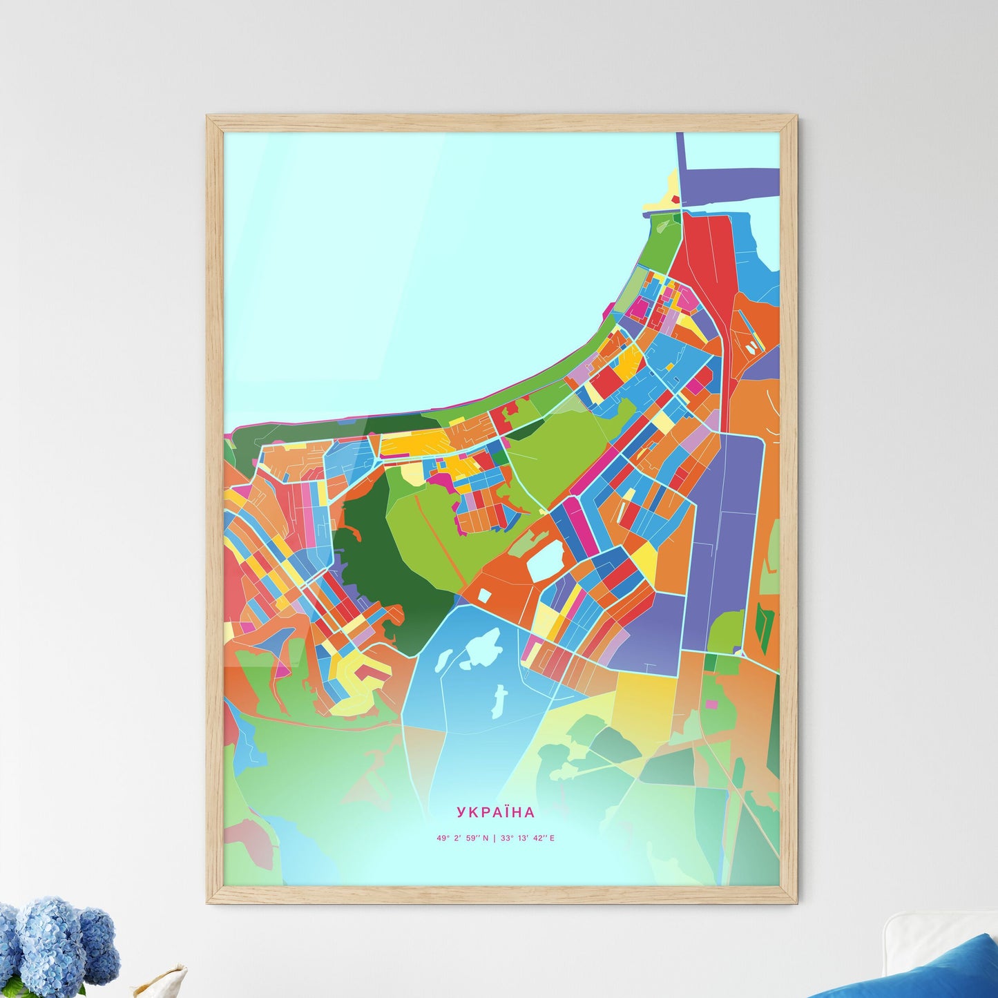 Colorful SVITLOVODSK UKRAINE Fine Art Map Crazy Colors