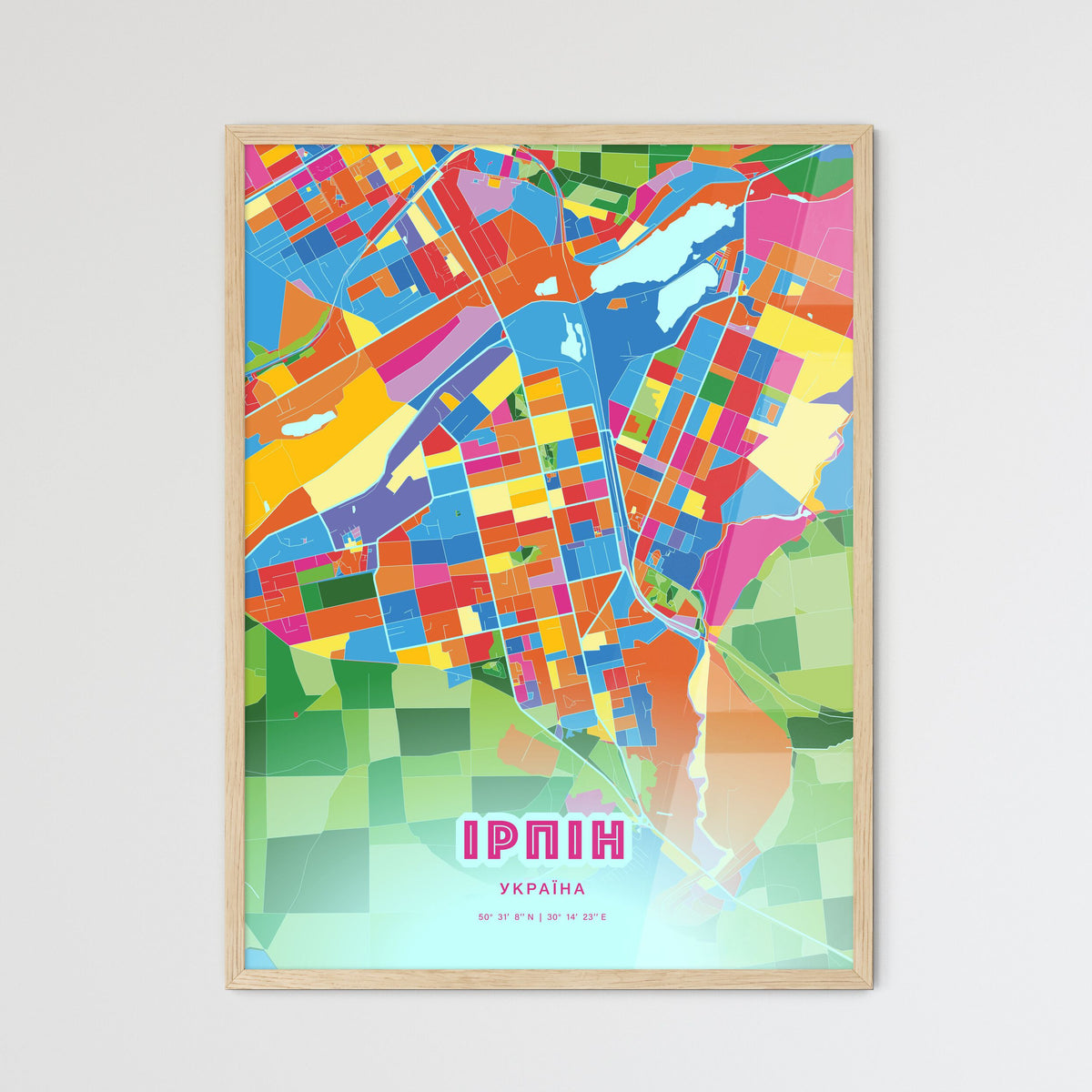 Colorful IRPIN UKRAINE Fine Art Map Crazy Colors