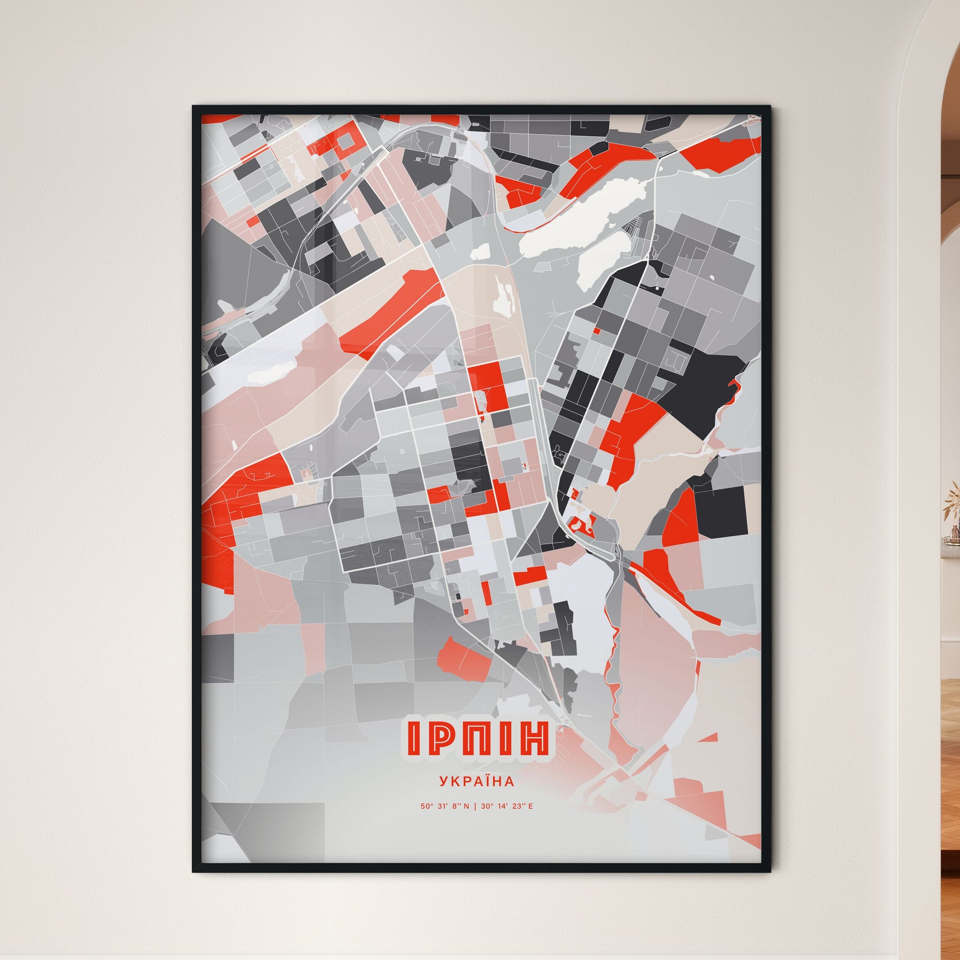 Colorful IRPIN UKRAINE Fine Art Map Modern