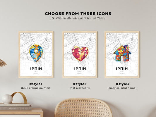 Irpin Ukraine maps with colorful icons