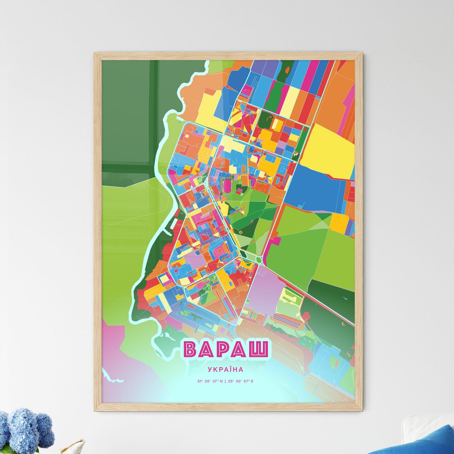 Colorful VARASH UKRAINE Fine Art Map Crazy Colors