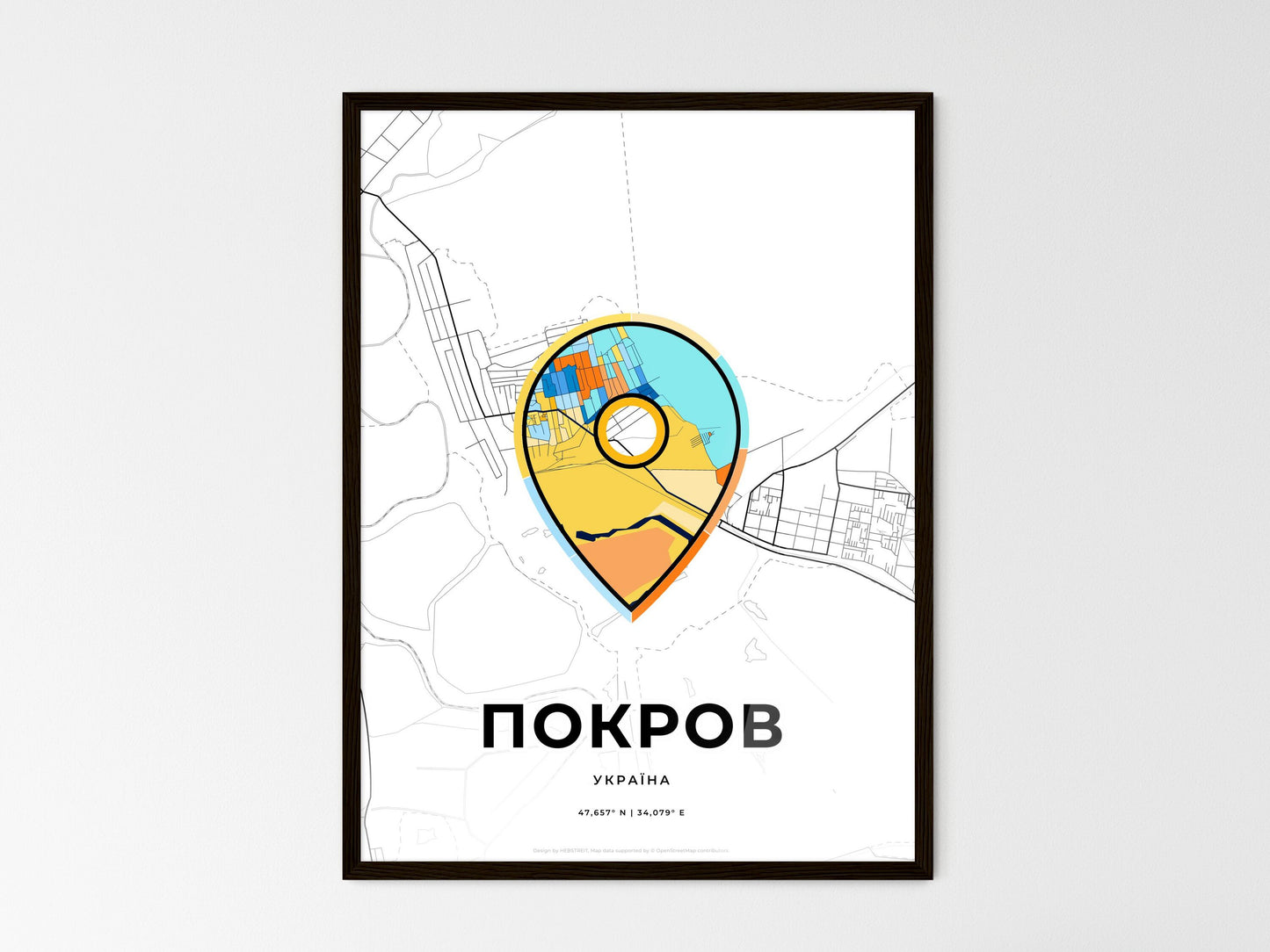 Pokrov Ukraine wedding art map with pointer icon