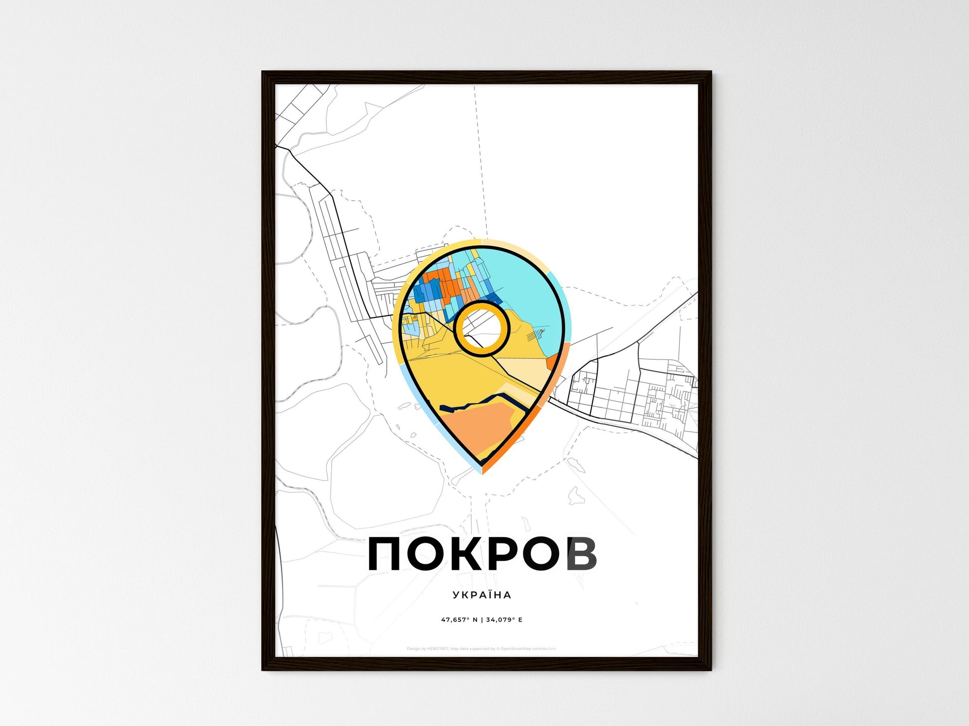 Pokrov Ukraine wedding art map with pointer icon