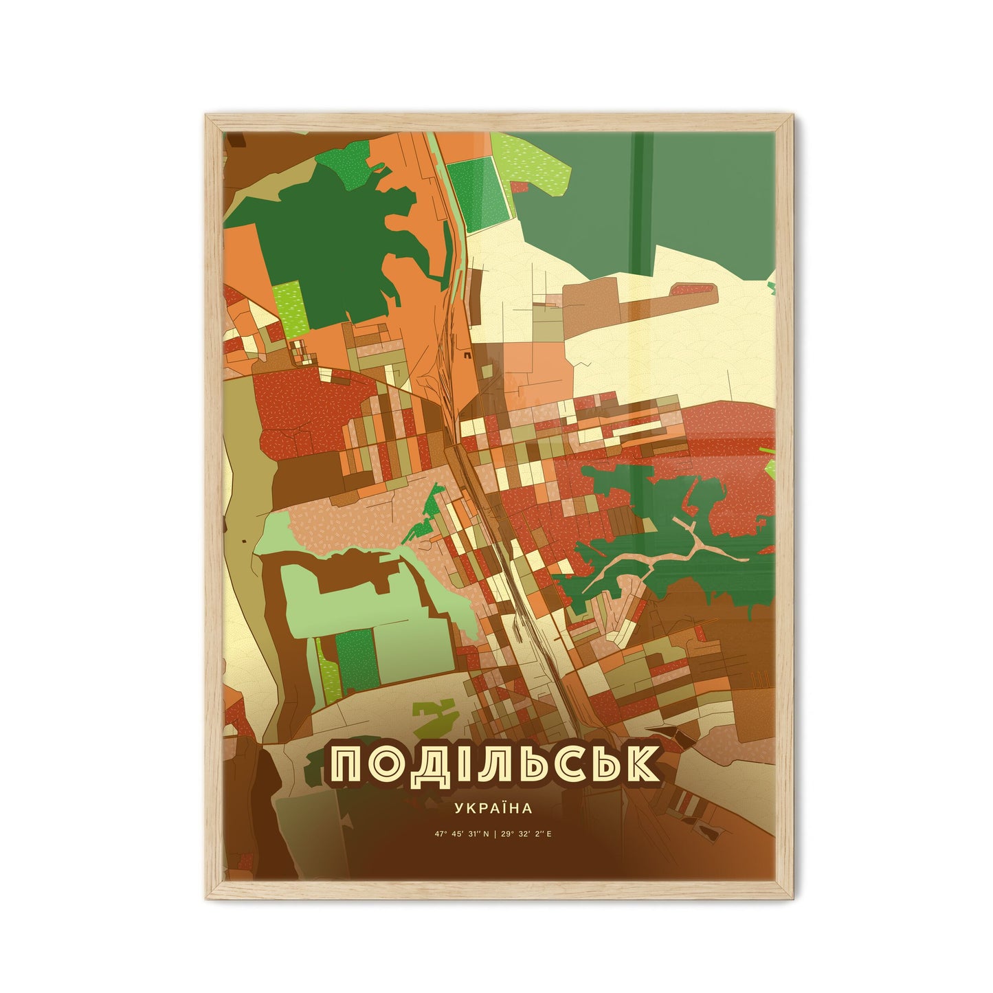 Colorful PODILSK UKRAINE Fine Art Map Farmhouse