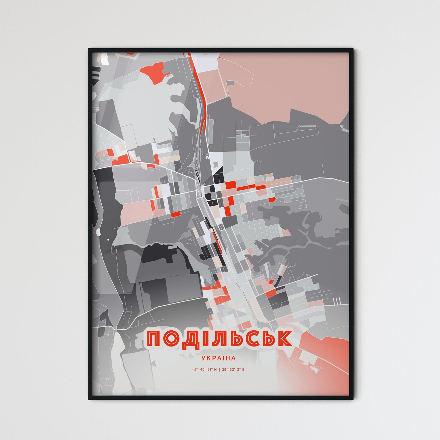 Colorful PODILSK UKRAINE Fine Art Map Modern