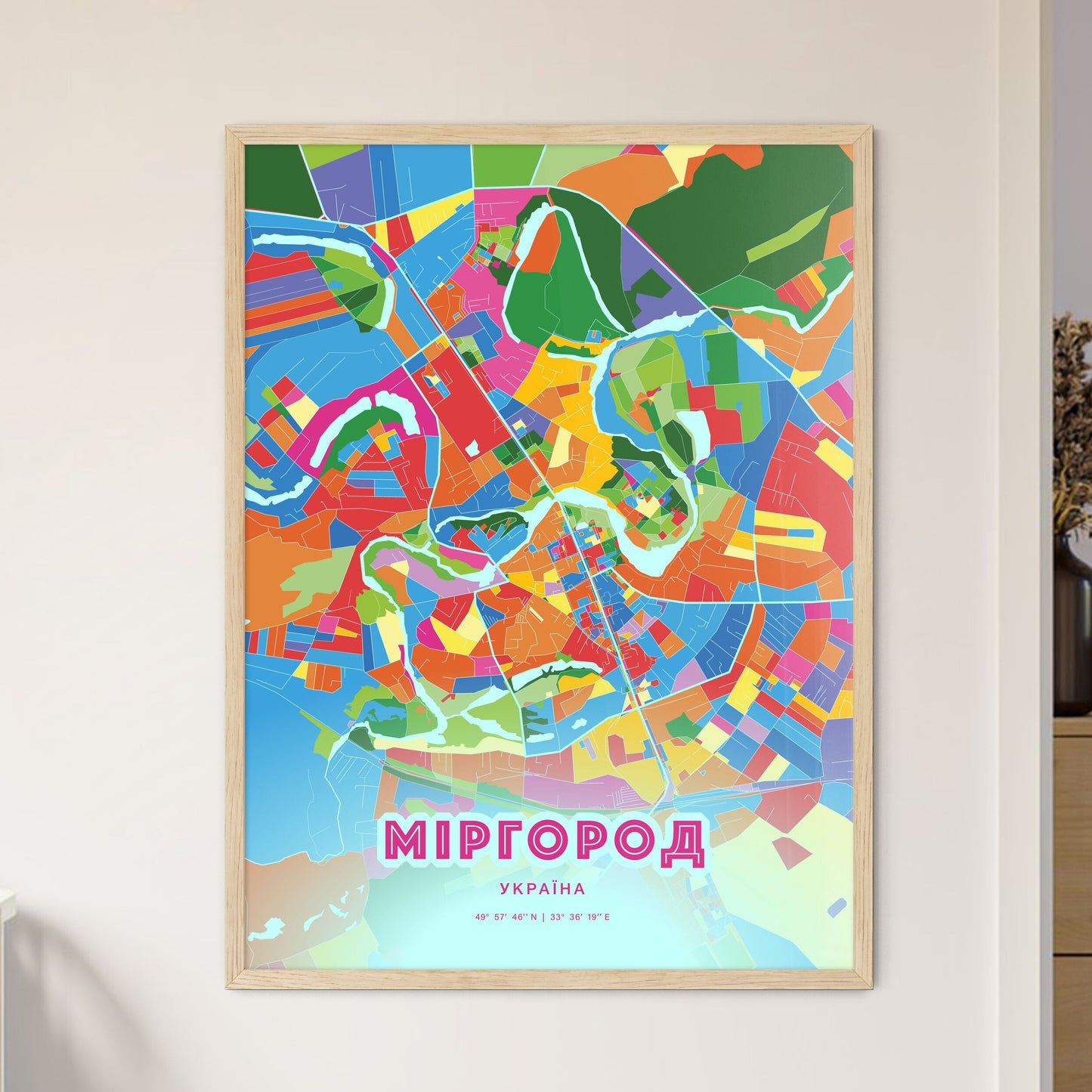 Colorful MYRHOROD UKRAINE Fine Art Map Crazy Colors