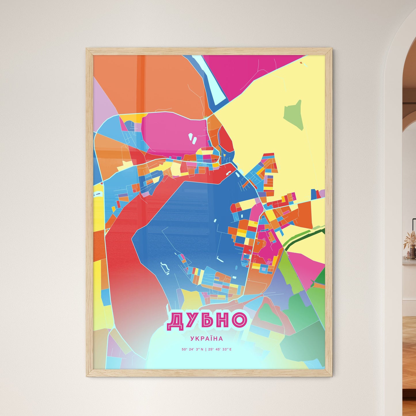 Colorful DUBNO UKRAINE Fine Art Map Crazy Colors