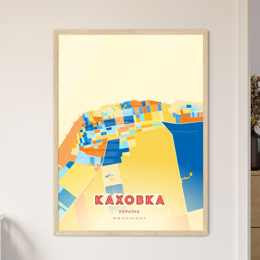 Colorful KAKHOVKA UKRAINE Fine Art Map Blue Orange