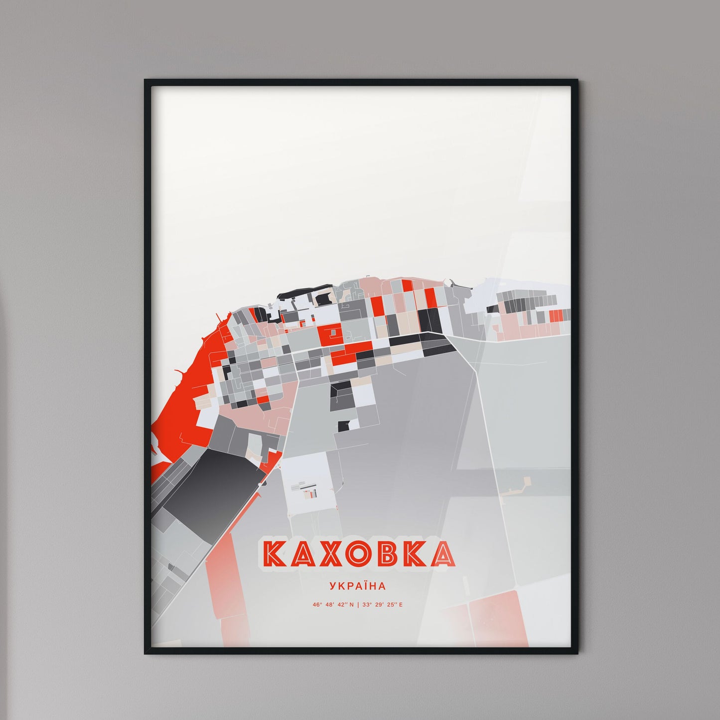 Colorful KAKHOVKA UKRAINE Fine Art Map Modern