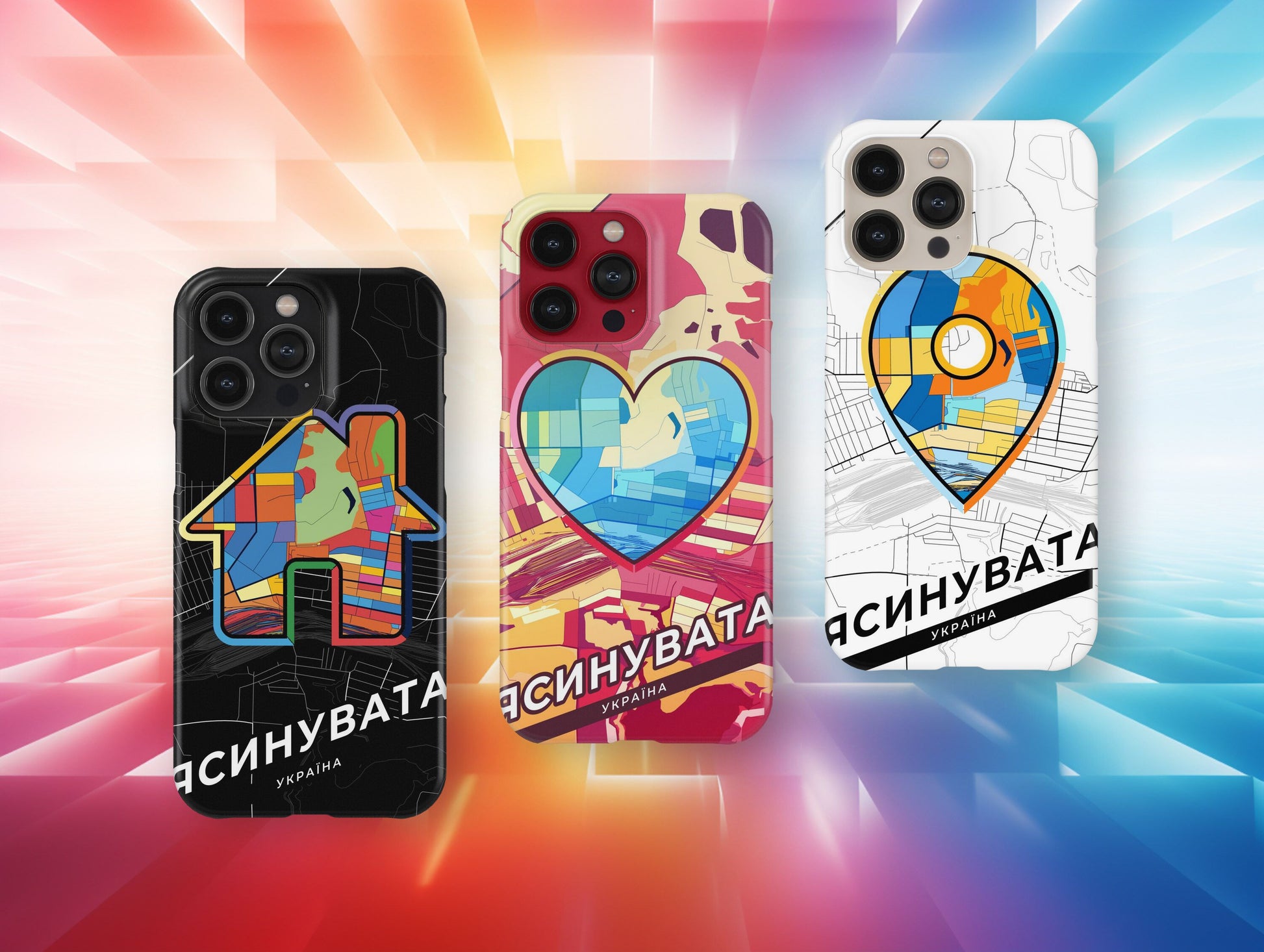 Yasynuvata Ukraine slim phone case with colorful icon
