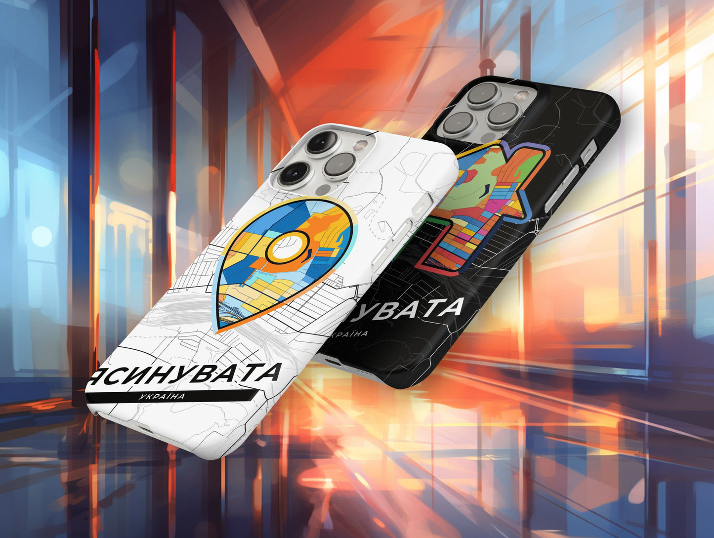 Yasynuvata Ukraine slim phone case with colorful icon