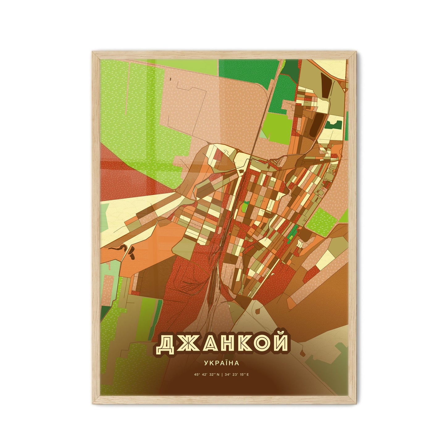 Colorful DZHANKOY UKRAINE Fine Art Map Farmhouse