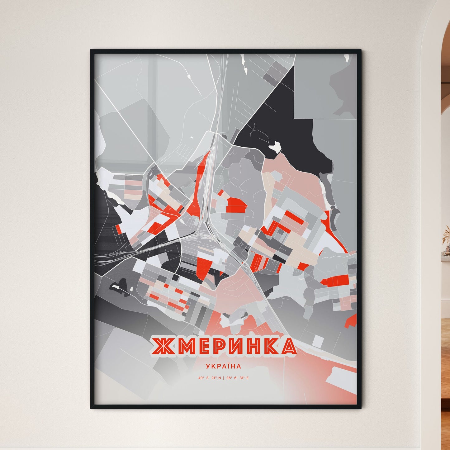 Colorful ZHMERYNKA UKRAINE Fine Art Map Modern