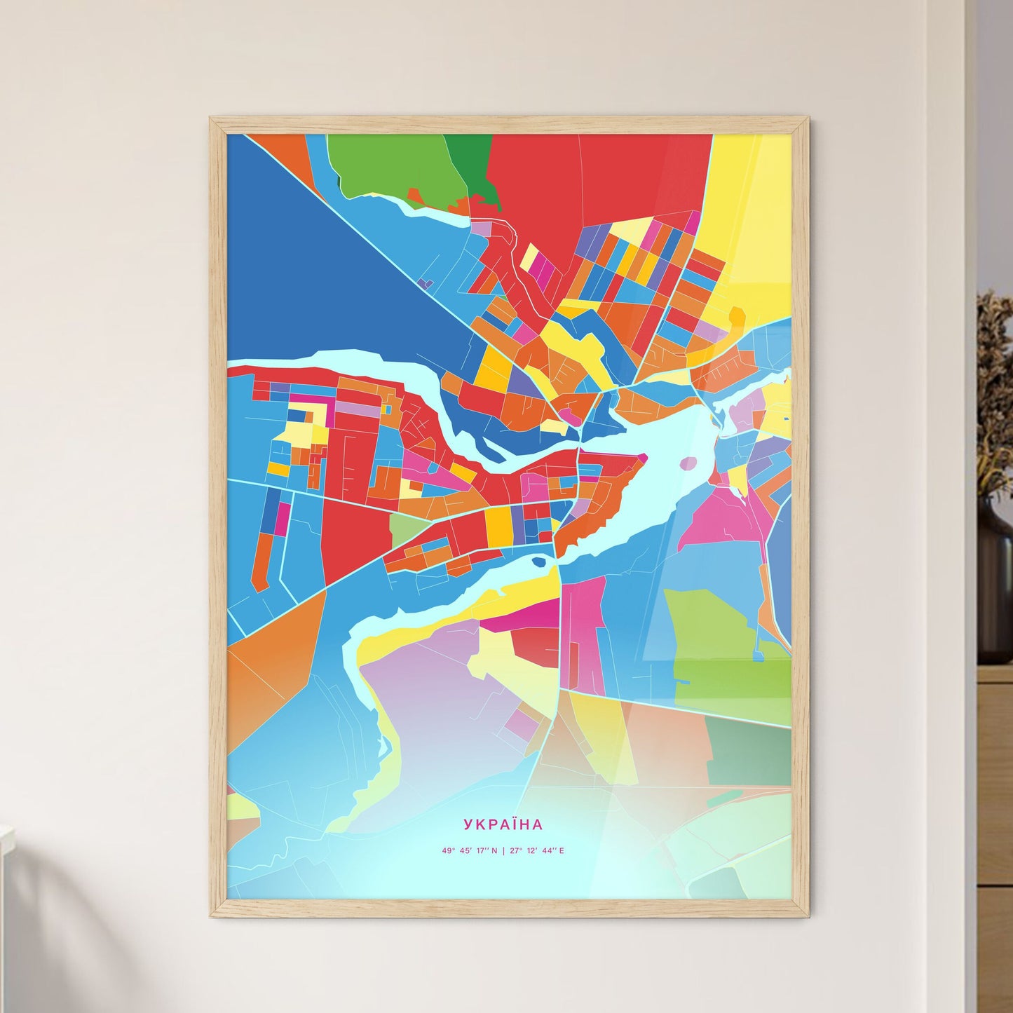 Colorful STAROKOSTIANTYNIV UKRAINE Fine Art Map Crazy Colors