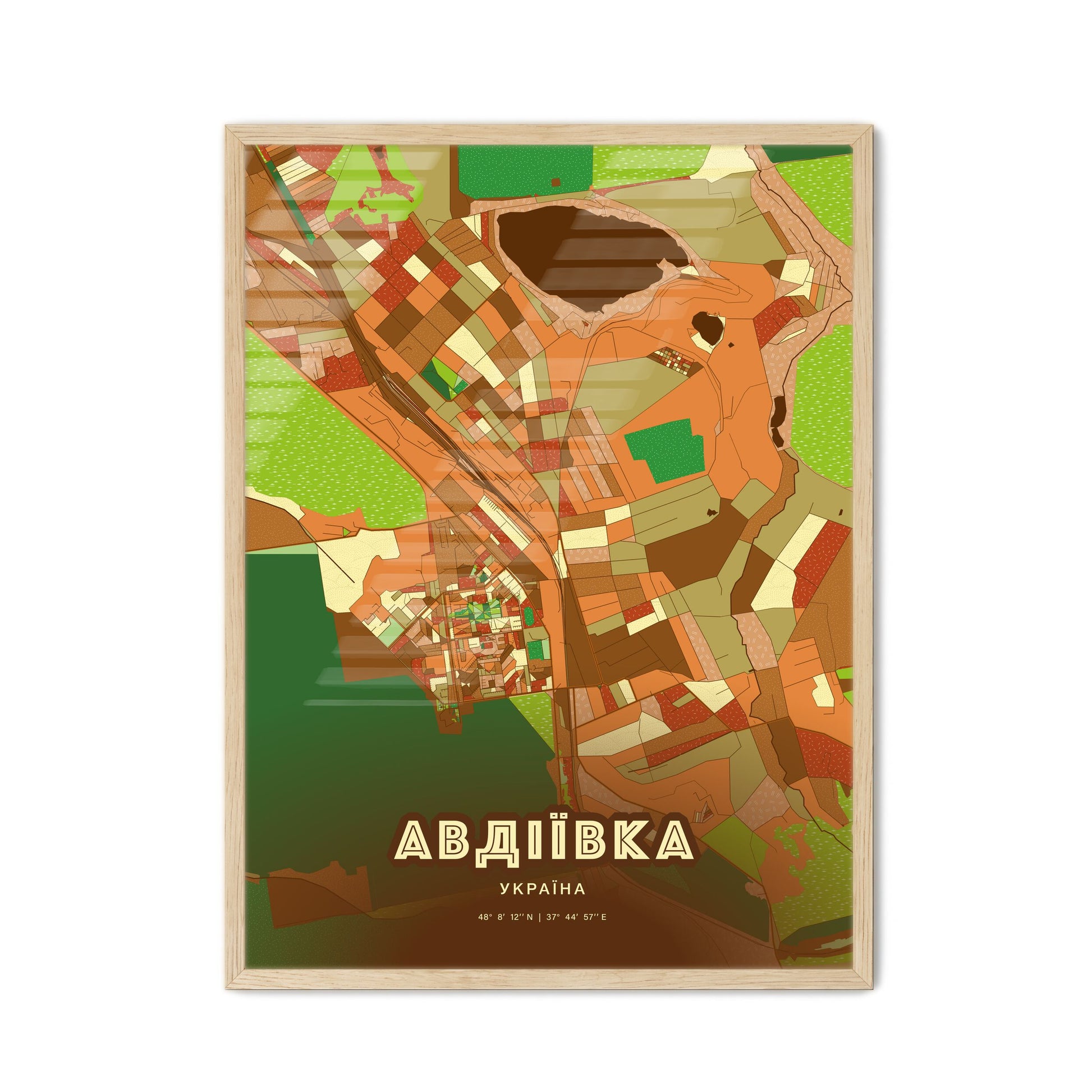 Colorful AVDIIVKA UKRAINE Fine Art Map Farmhouse