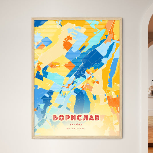 Colorful BORYSLAV UKRAINE Fine Art Map Blue Orange