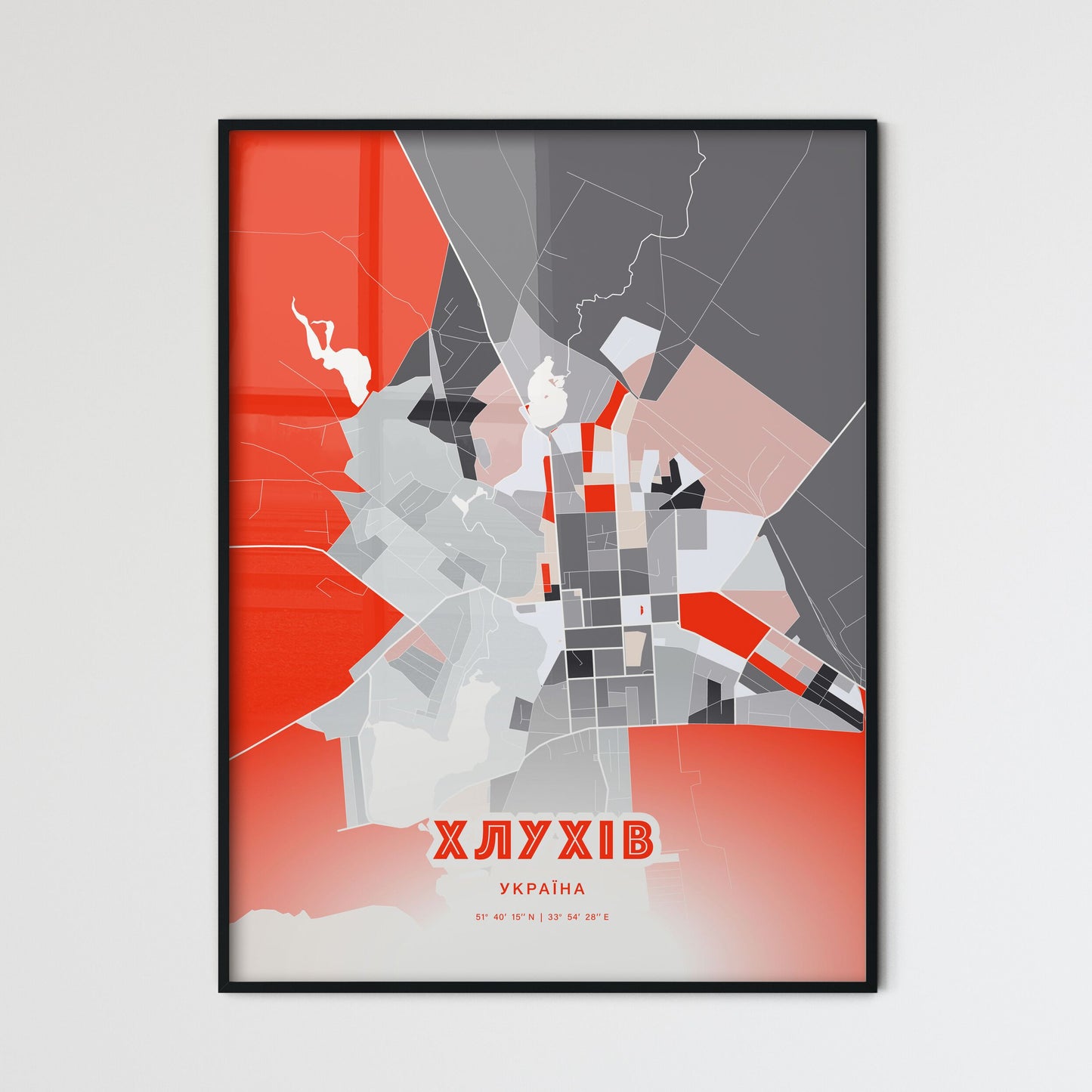 Colorful HLUKHIV UKRAINE Fine Art Map Modern