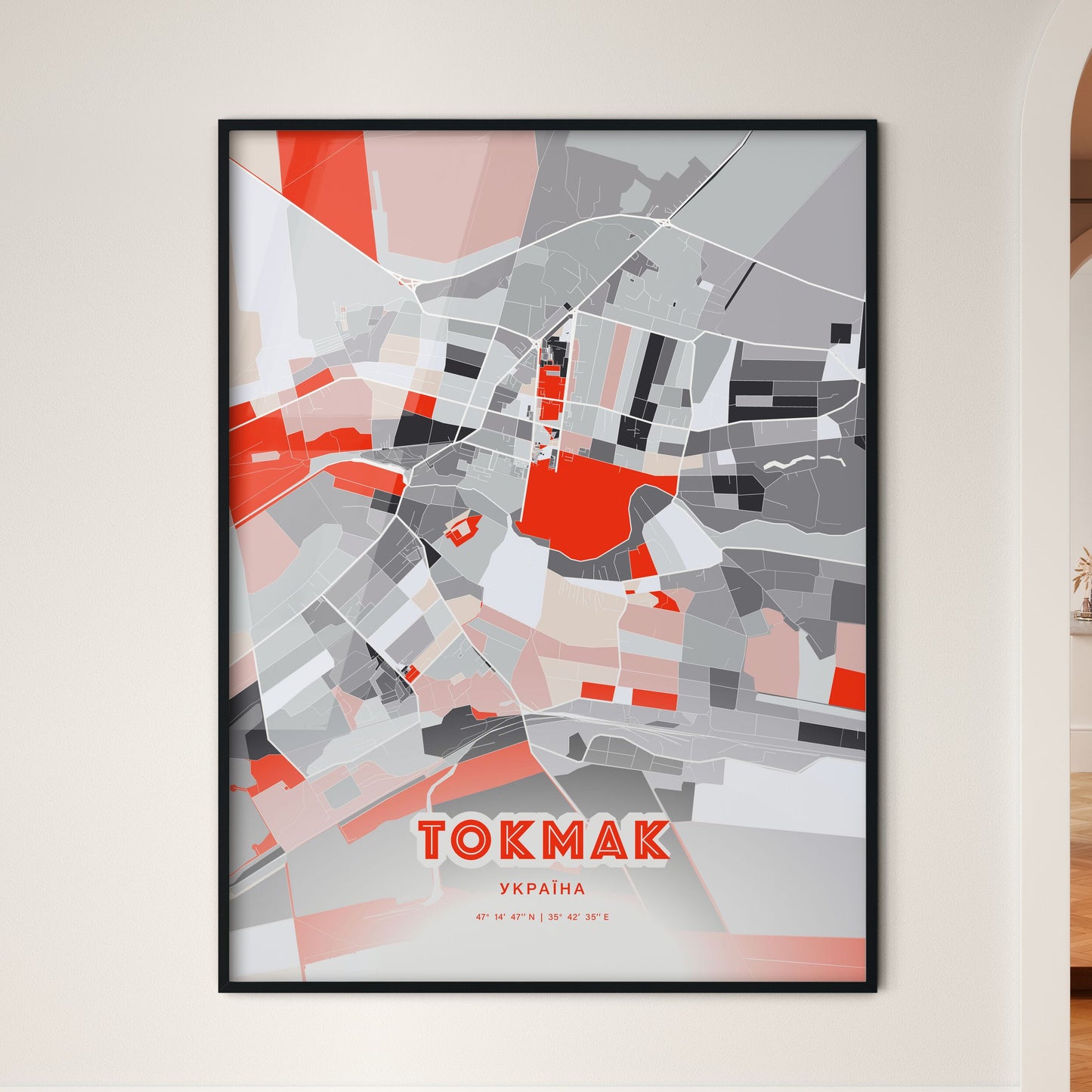 Colorful TOKMAK UKRAINE Fine Art Map Modern