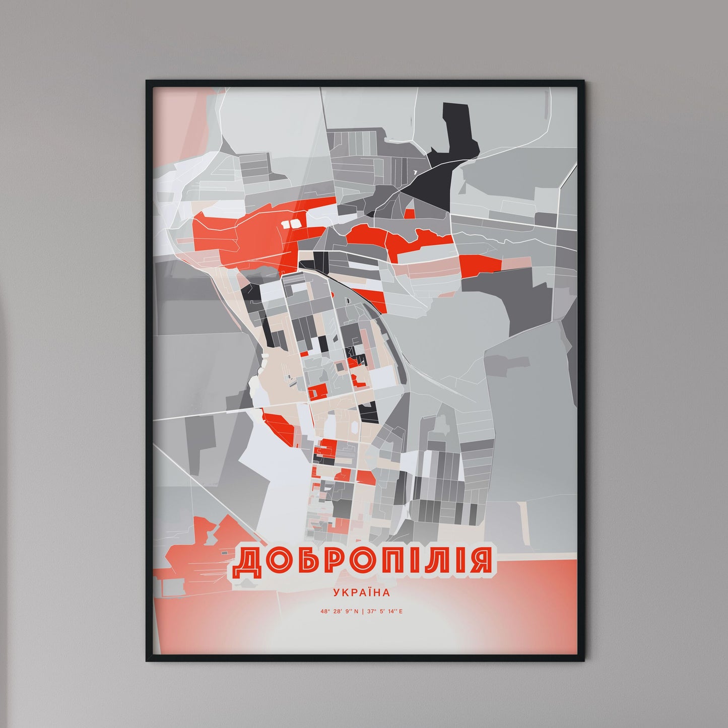 Colorful DOBROPILLIA UKRAINE Fine Art Map Modern