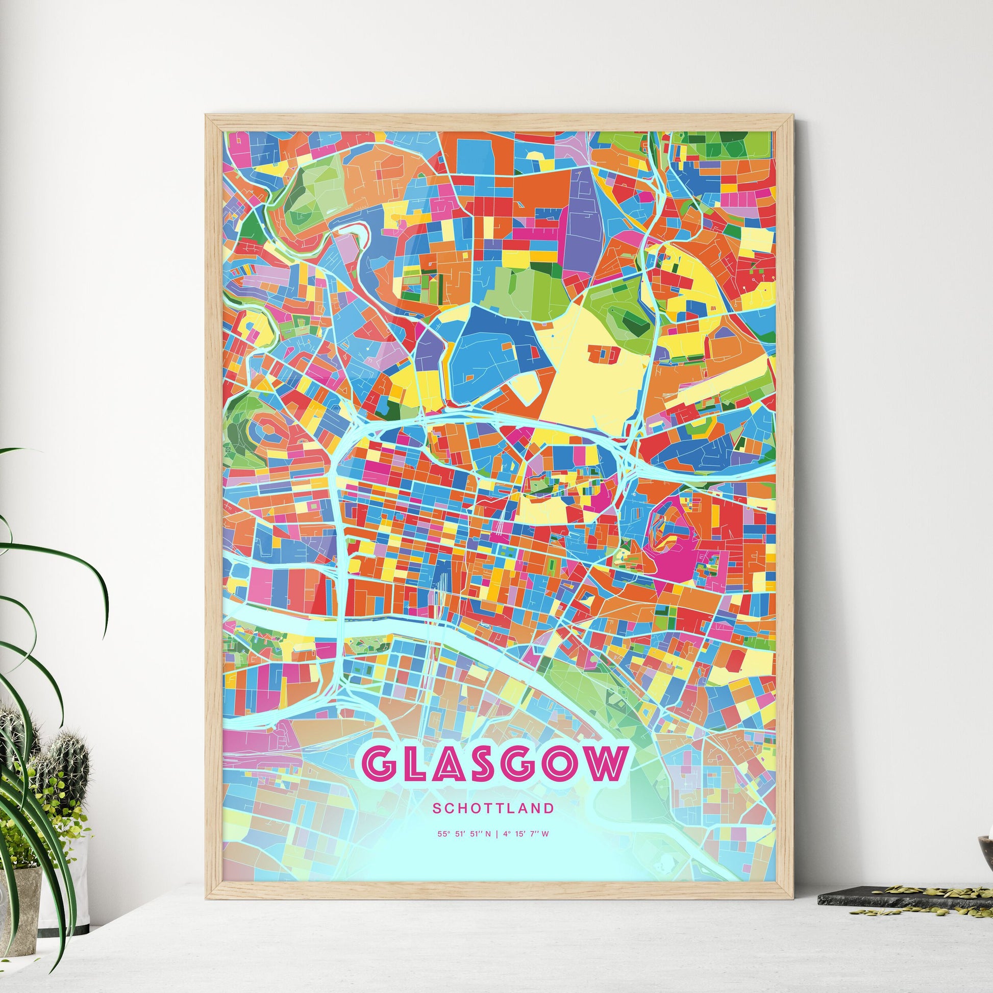Colorful GLASGOW SCOTLAND Fine Art Map Crazy Colors