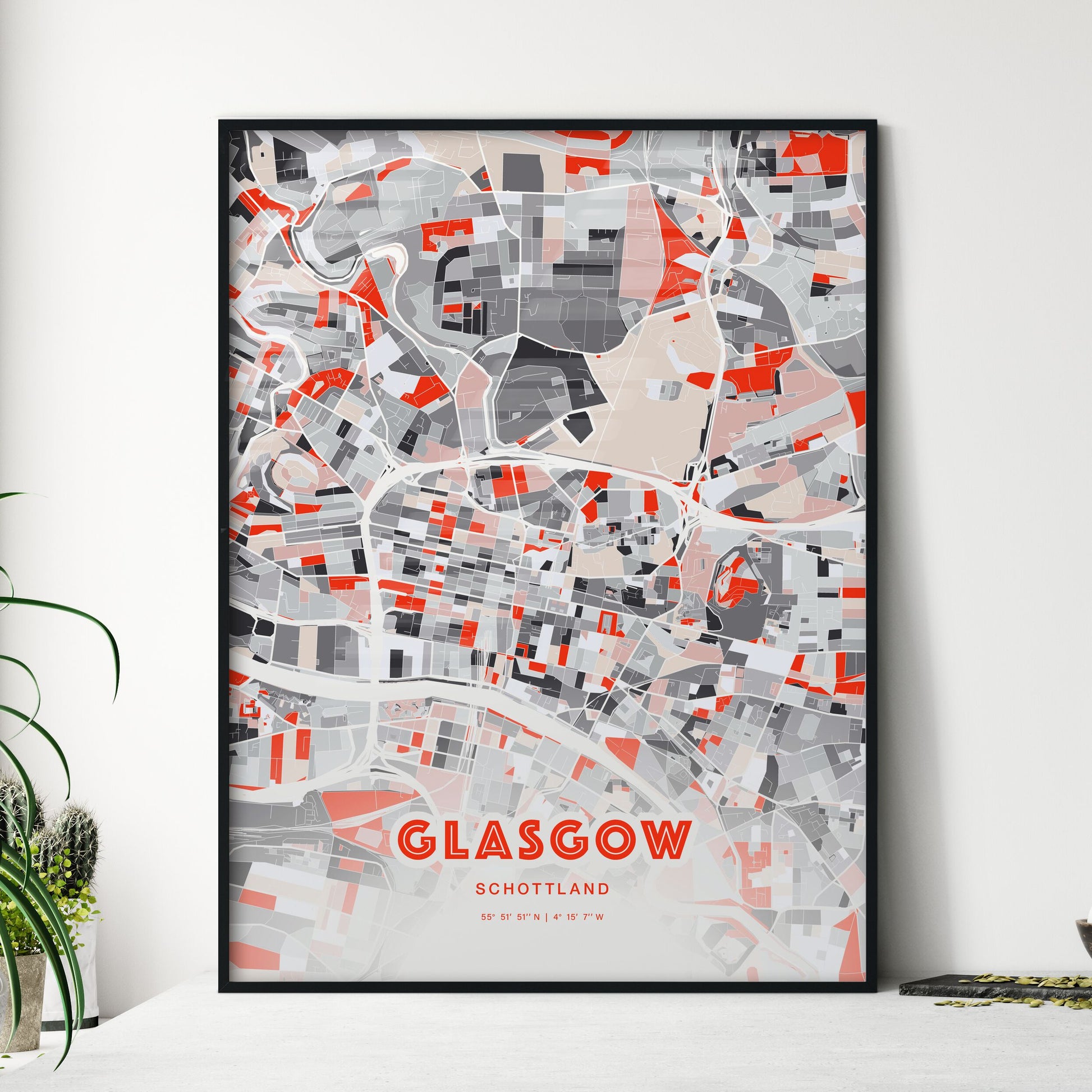 Colorful GLASGOW SCOTLAND Fine Art Map Modern