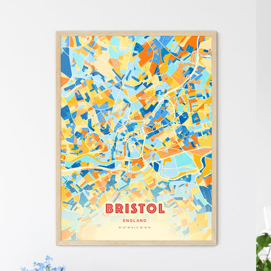 Colorful Bristol England Fine Art Map Blue Orange