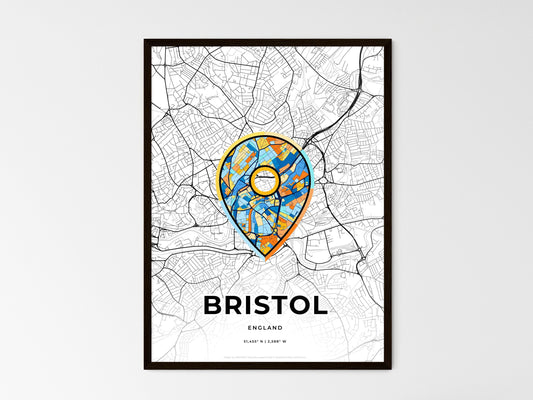 Bristol England wedding art map with pointer icon