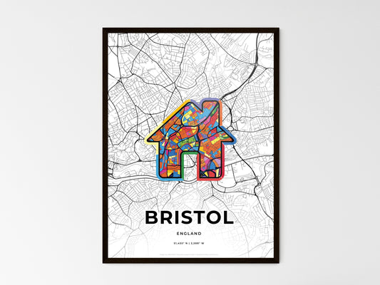 Bristol England wedding art map with home icon