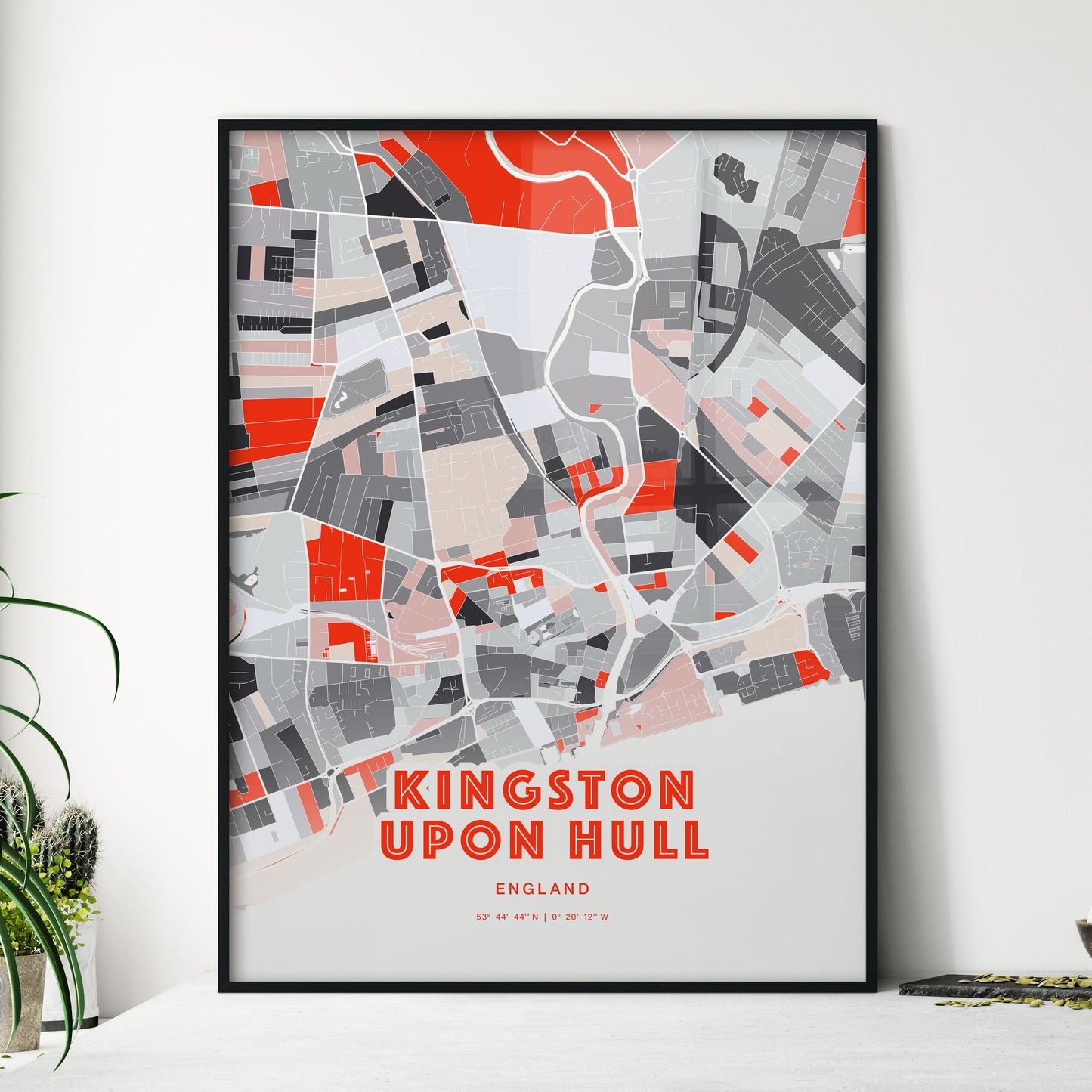 Colorful KINGSTON UPON HULL ENGLAND Fine Art Map Modern