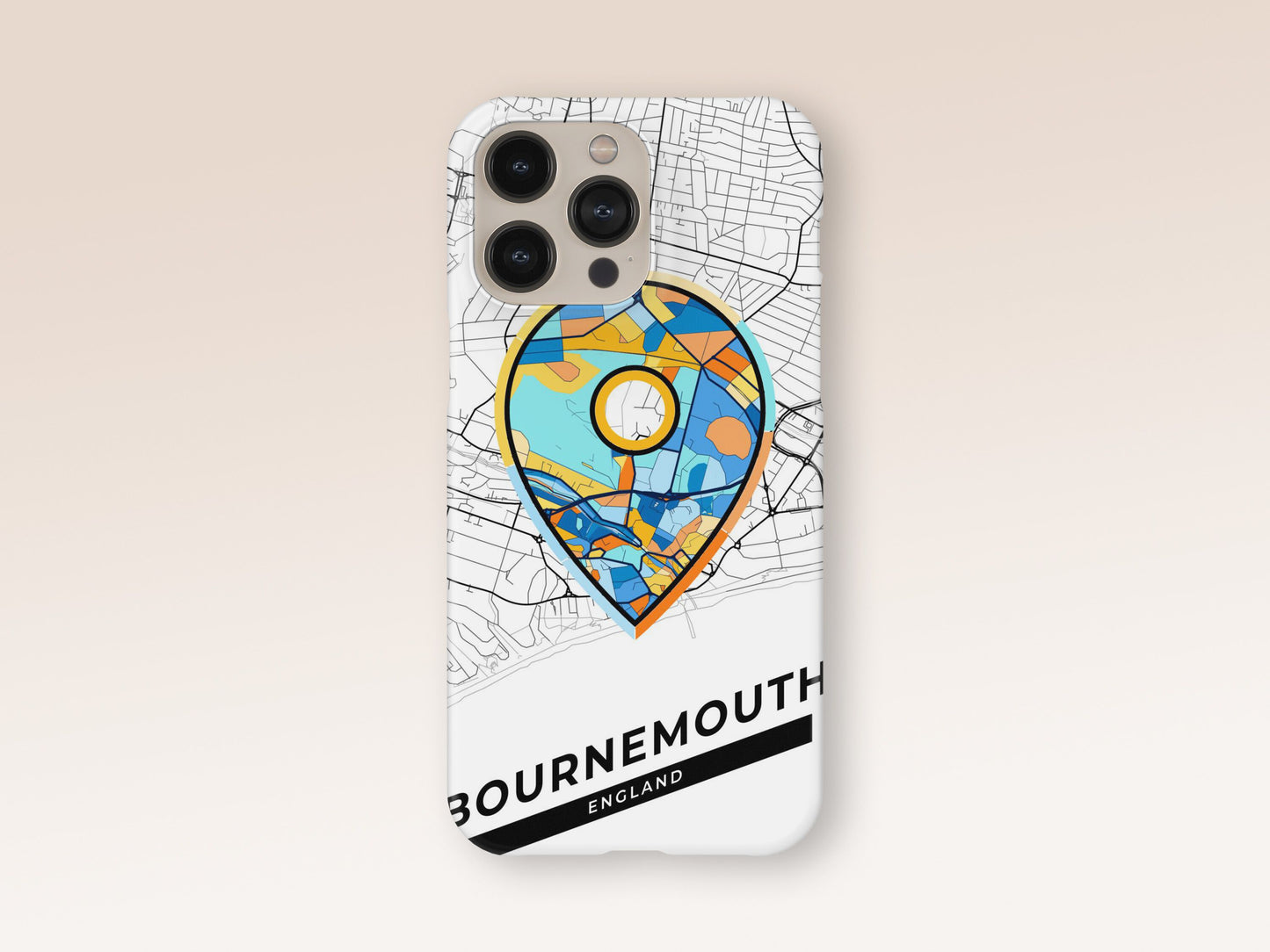 Bournemouth England slim phone case with colorful icon. Birthday, wedding or housewarming gift. Couple match cases. 1