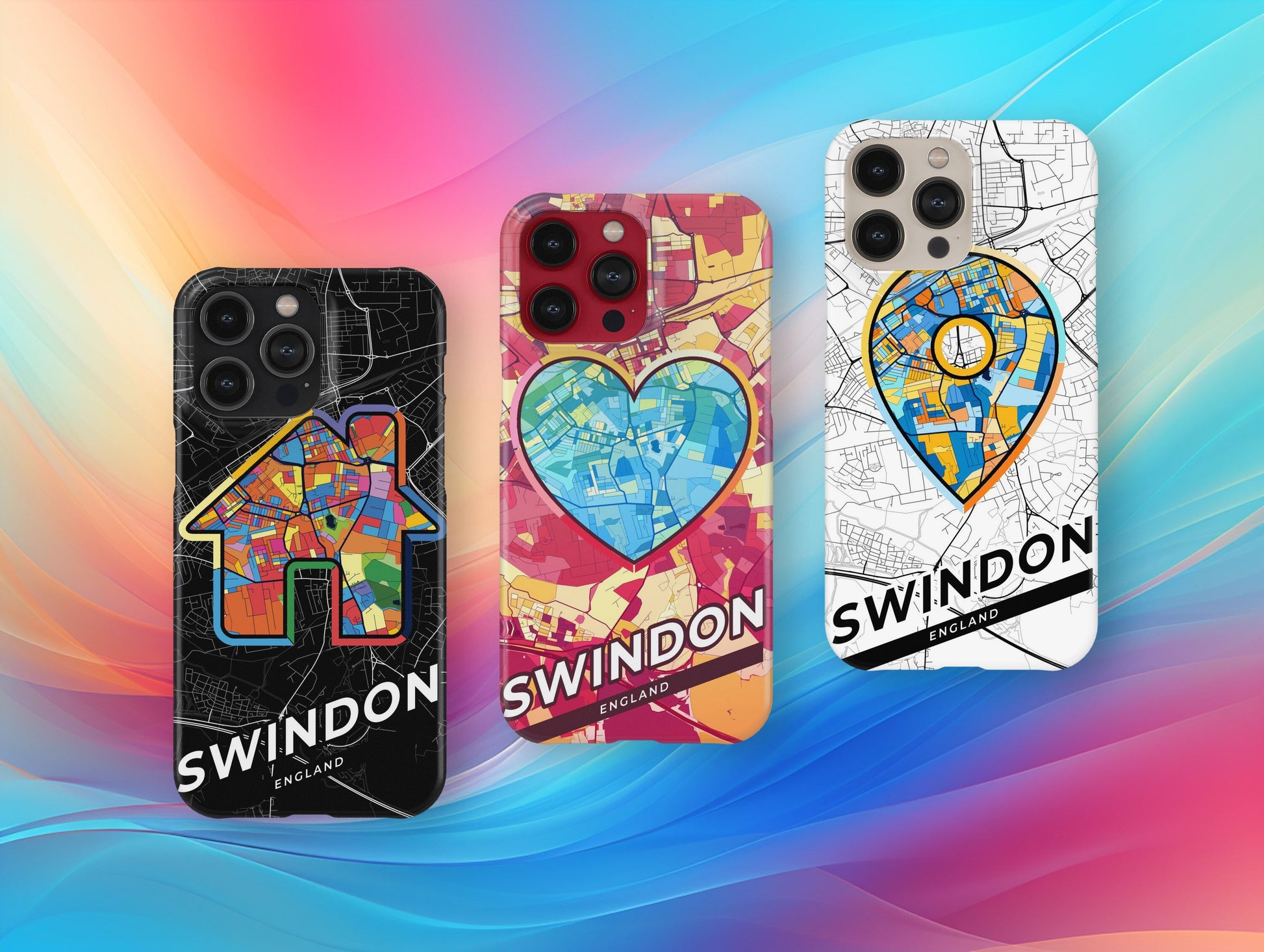 Swindon England slim phone case with colorful icon
