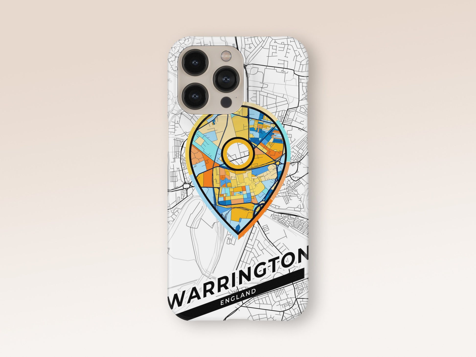 Warrington England slim phone case with colorful icon. Birthday, wedding or housewarming gift. Couple match cases. 1